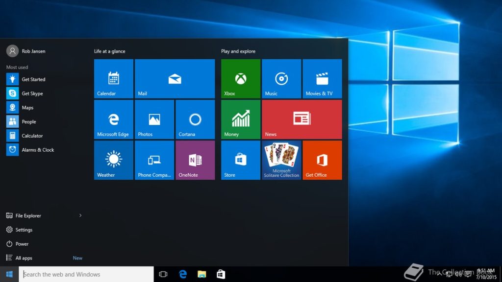 Tampilan desktop Windows 10