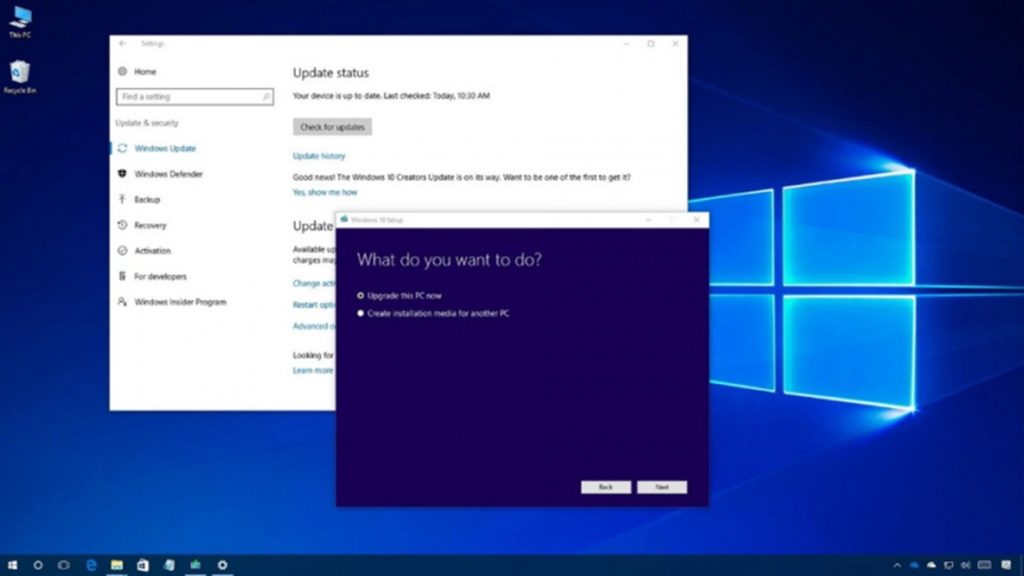 Tampilan update Windows 10