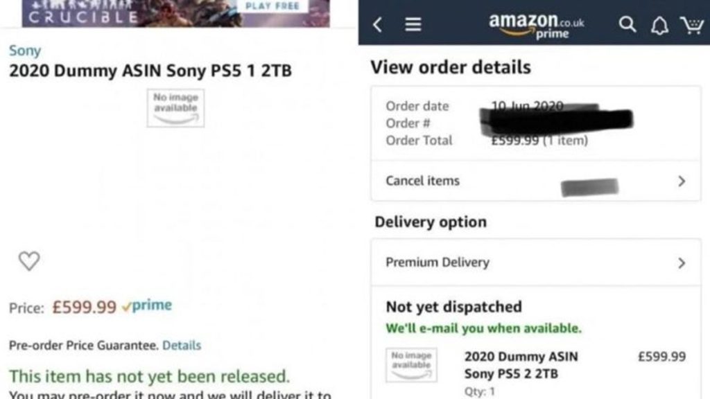 tangkapan layar Sony PS5 di Amazon