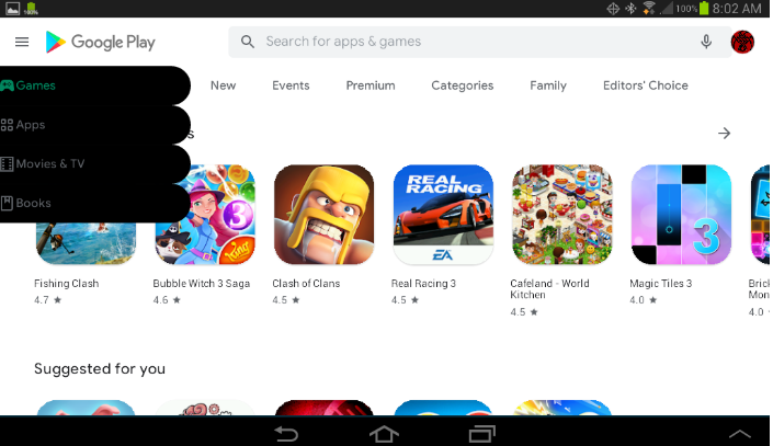 Google Play Store di Tablet