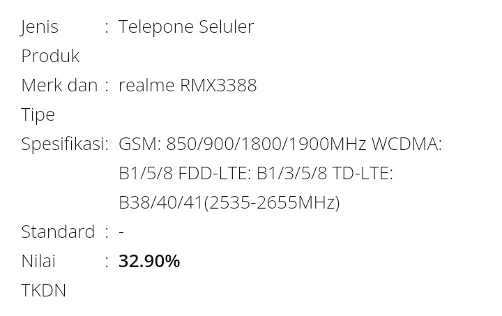 RMX3388 Sertifikasi Realme 9 5G