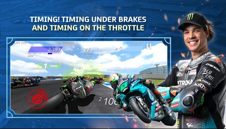Pada game MotoGP Rating 21 keluaran WePlay Media ini player