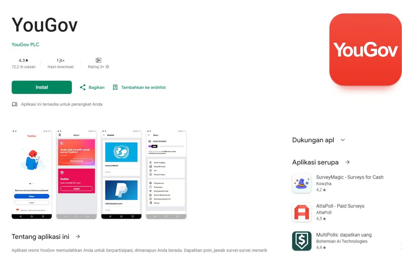 Cara Dapat Uang dari Aplikasi YouGov Indonesia dengan Mudah